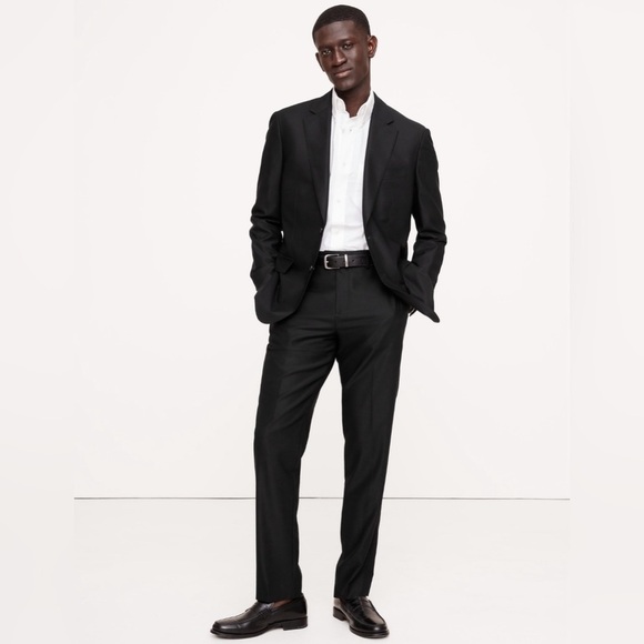 NWT! Banana Republic Black Signature Italian Hopsack Suit Pant - Multiple🩵 - Picture 1 of 15